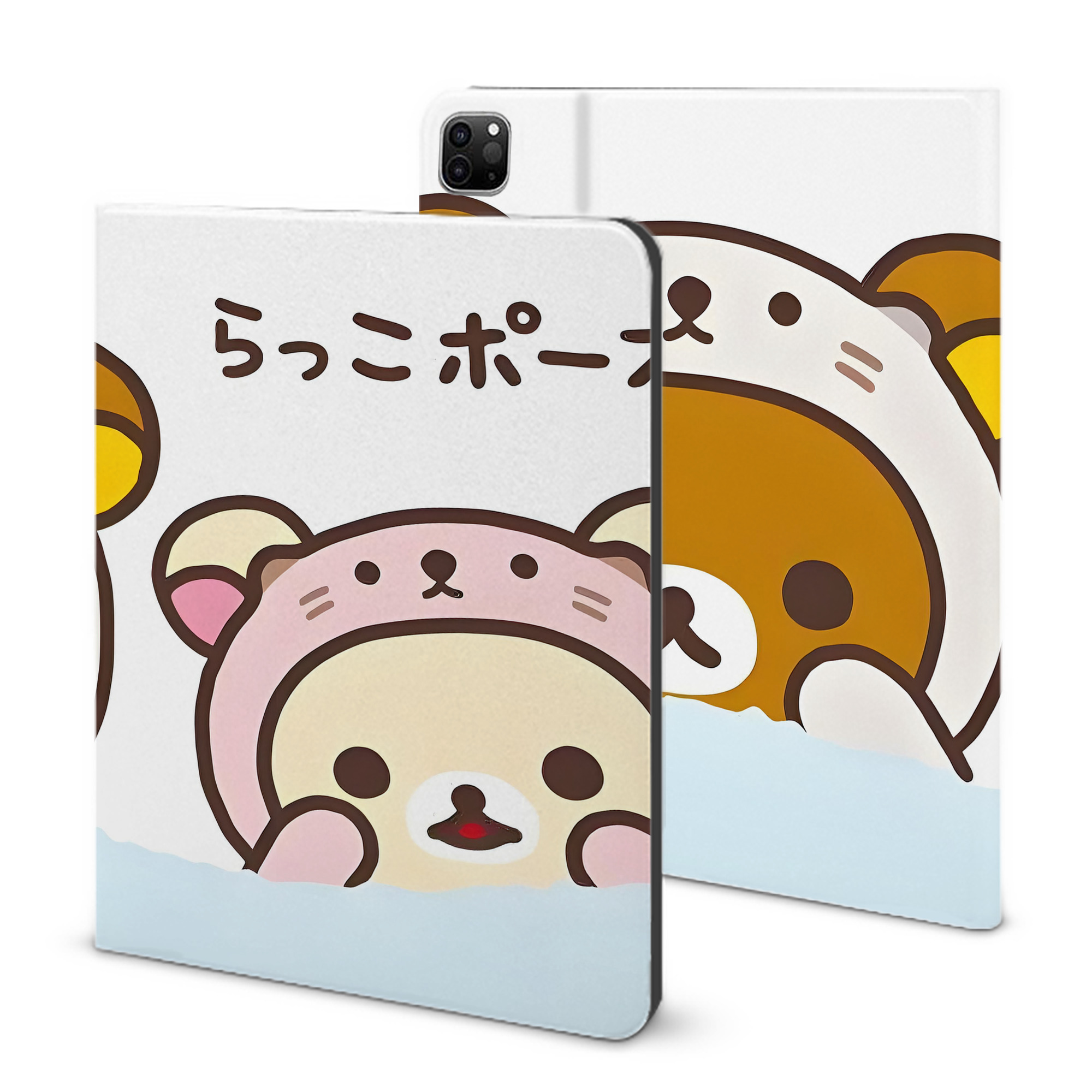 （画像用） リラックマ リラックマ キイロイトリ Rilakkuma Korilakkuma Kiiroitori IPad ケース ブック型 PUレザー TPU 耐衝撃 軽量 薄型 ペン収納なし 全面保護 IPad 各モデル対応